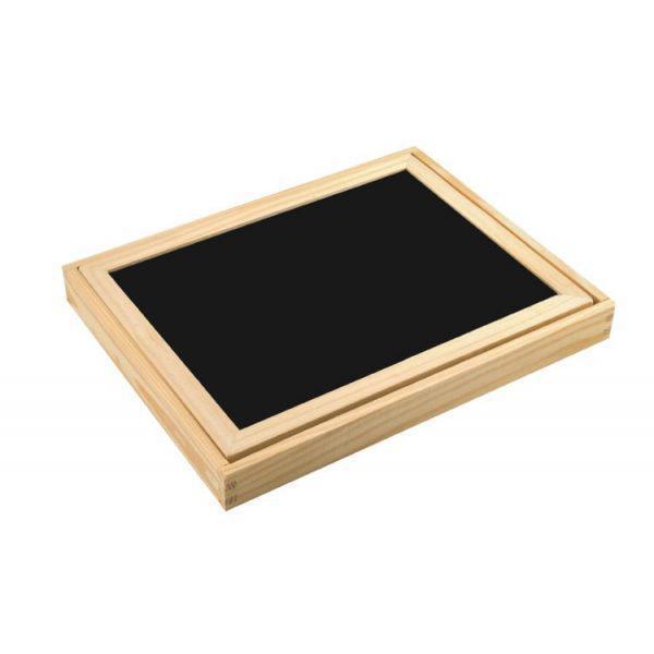 Ξύλινο κουτί με μαυροπίνακα  πίνακα μαρκαδόρου και μαγνητικό παζλ  2 σε 1