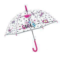 Παιδική ομπρέλα βροχής  αυτόματη διάφανη Hey Gilrls