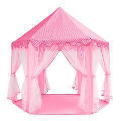 Εξάγωνη παιδική πριγκιπική σκηνή με κουρτίνες σε χρώμα ροζ