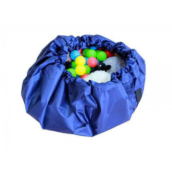 Αναδιπλούμενο χαλί παιχνιδιών Τσάντα αποθήκευσης με διάμετρο 150 cm σε μπλε χρώμα