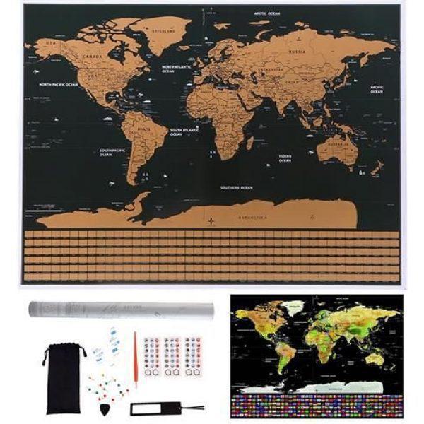 Παγκόσμιος Χάρτης Ξυστό Scratch map world σε μαύρο χρυσό χρώμα, 82x59 cm