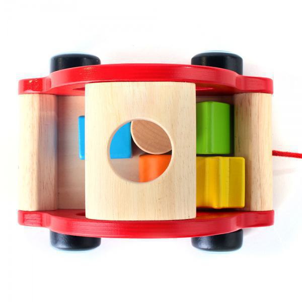 Pin Toys Ξύλινη τρεχαλίτσα ταξινόμησης 'Αυτοκινητάκι' με τουβλάκια από ξύλο