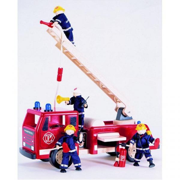 Pin Toys Ξύλινο 'Πυροσβεστικό όχημα', από μασίφ καουτσουκόδεντρο