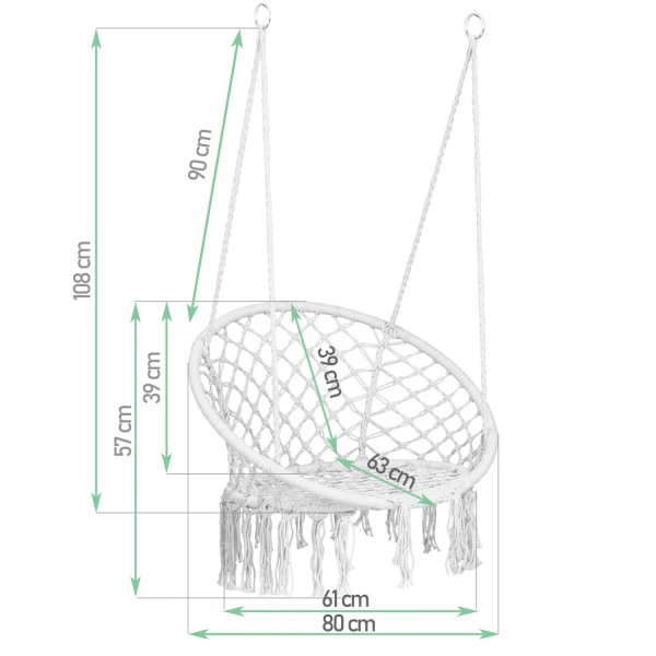 SOFOTEL Κρεμαστή κούνια πολυθρόνα BOHO μπέζ, 80x63x100cm