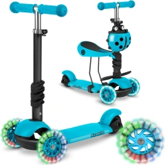 Ricokids Buggy Μπλε παιδικό πατίνι ισορροπίας 3 τροχών με ρυθμιζόμενο τιμόνι και φωτιζόμενους τροχούς