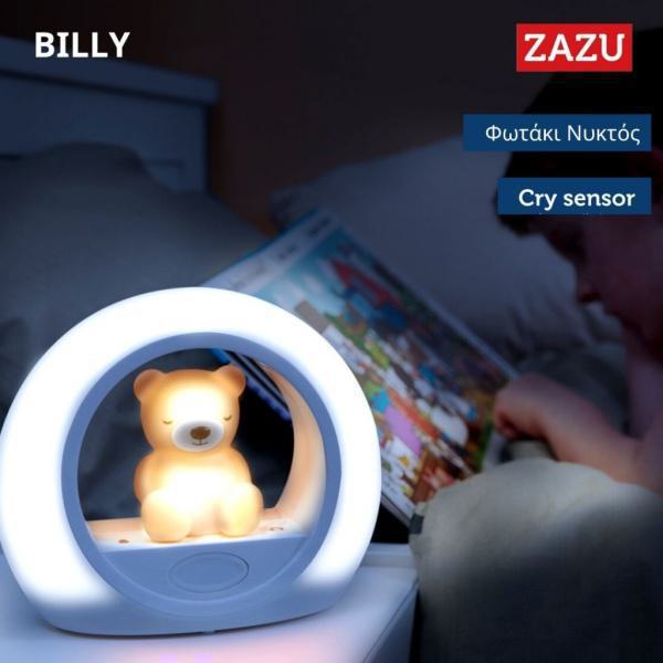 ZAZU BILLY Φώς Nυκτός USB με Ηχητικό Αισθητήρα Αρκουδάκι