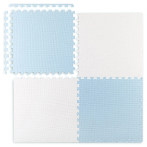 Ricokids Χαλί αφρού παζλ σε λευκό-γαλάζιο χρώμα 4 τεμάχια 60x60cm