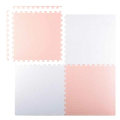 Ricokids Χαλί αφρού παζλ σε λευκό-ροζ χρώμα 4 τεμάχια 60x60cm