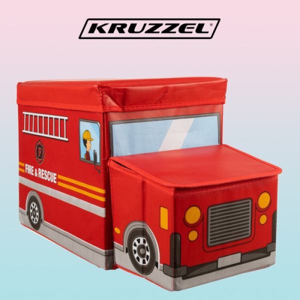 Kruzzel Παιδικό Κουτί Αποθήκευσης σε Σχέδιο Πυροσβεστικού σε Κόκκινο χρώμα, 52x30x25 cm
