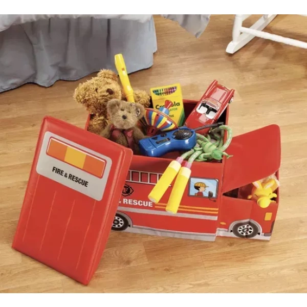 Kruzzel Παιδικό Κουτί Αποθήκευσης σε Σχέδιο Πυροσβεστικού σε Κόκκινο χρώμα, 52x30x25 cm