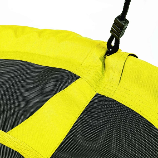 NEO SPORT Κρεμαστή στρογγυλή Κούνια φωλιά XL διαμέτρου 95 cm με υφασμάτινη αδιάβροχη επένδυση, σε Κίτρινο-Μαύρο χρώμα