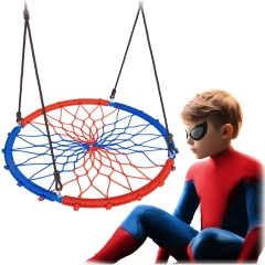 NEO SPORT Κρεμαστή στρογγυλή Κούνια με δίχτυ διαμέτρου 95 cm, σε Μπλε-Κόκκινο χρώμα Spiderman